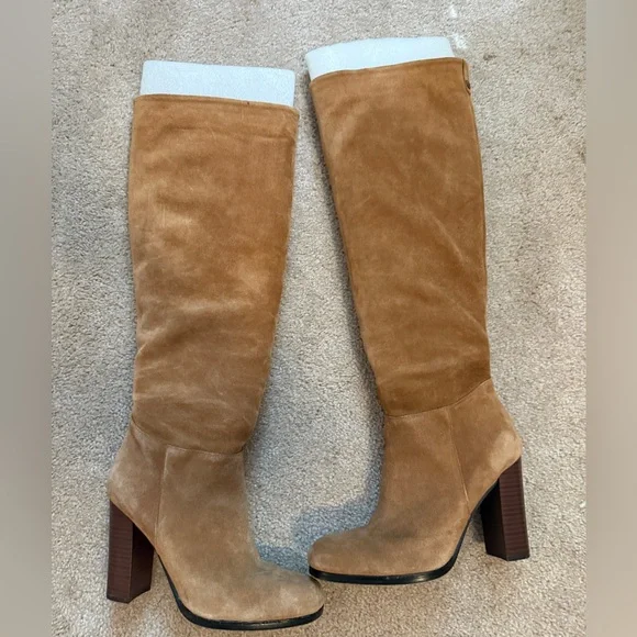 Sam Edelman Camel Suede Tan Knee-High Victoria Boots Size 8 - Picture 5 of 15